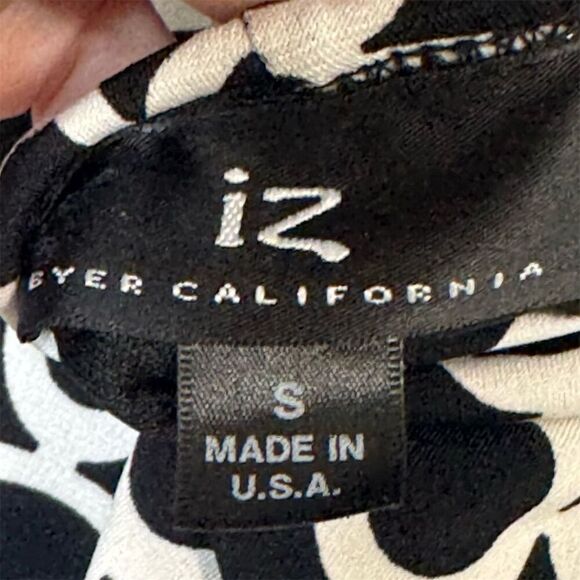 Y2K IZ Byer Halter Dress S Black White Circle Print Mesh Hem Made USA Cocktail - Picture 7 of 8